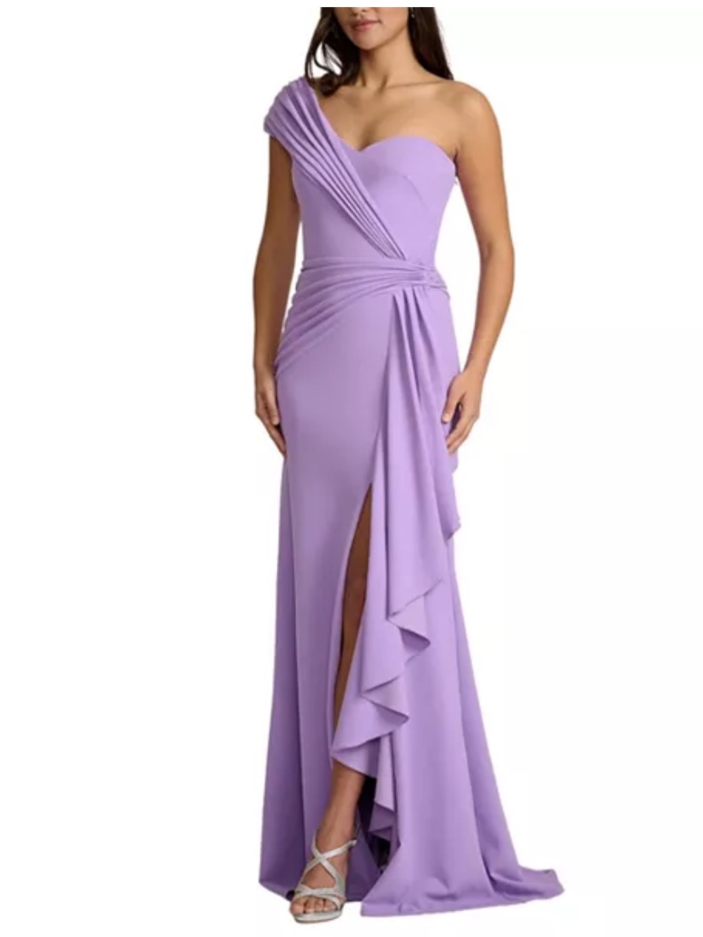 New Tasashi Shoji Lune Waterfall Sash Gown